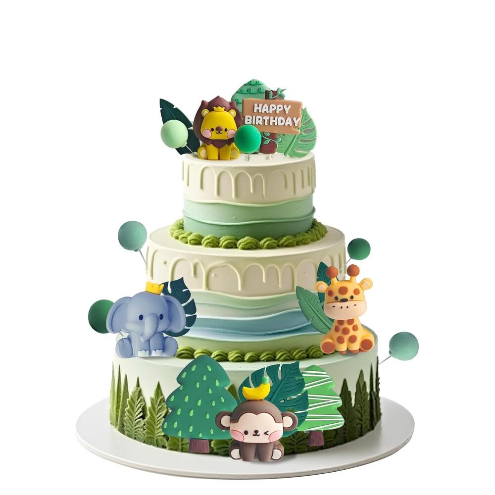 20pcs Happy Birthday Cake Toppers – Cute Animal Cake Decorations for Kids